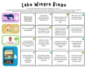 Lake Wingra Bingo card