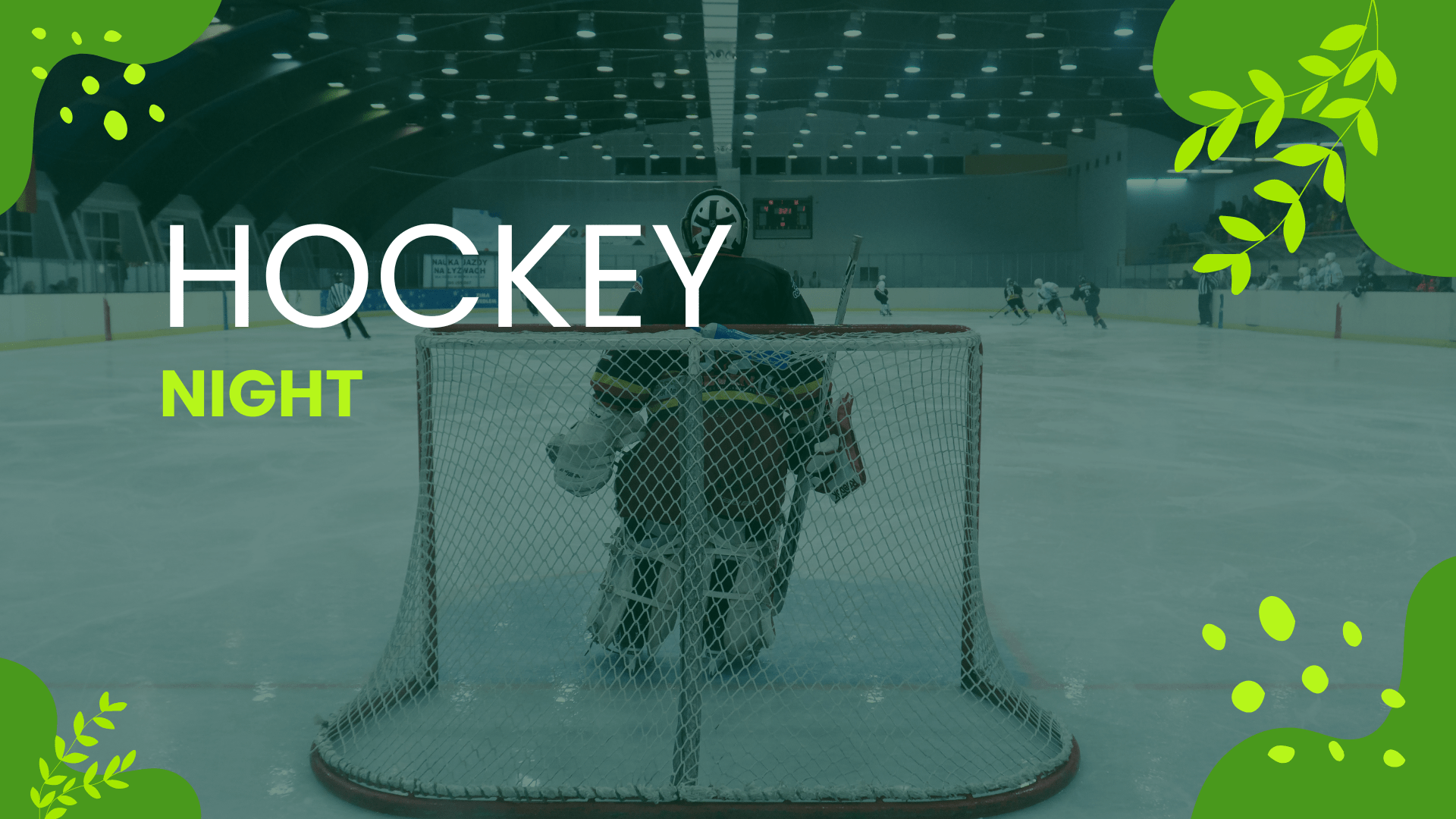 Hockey goalie defending the goal.